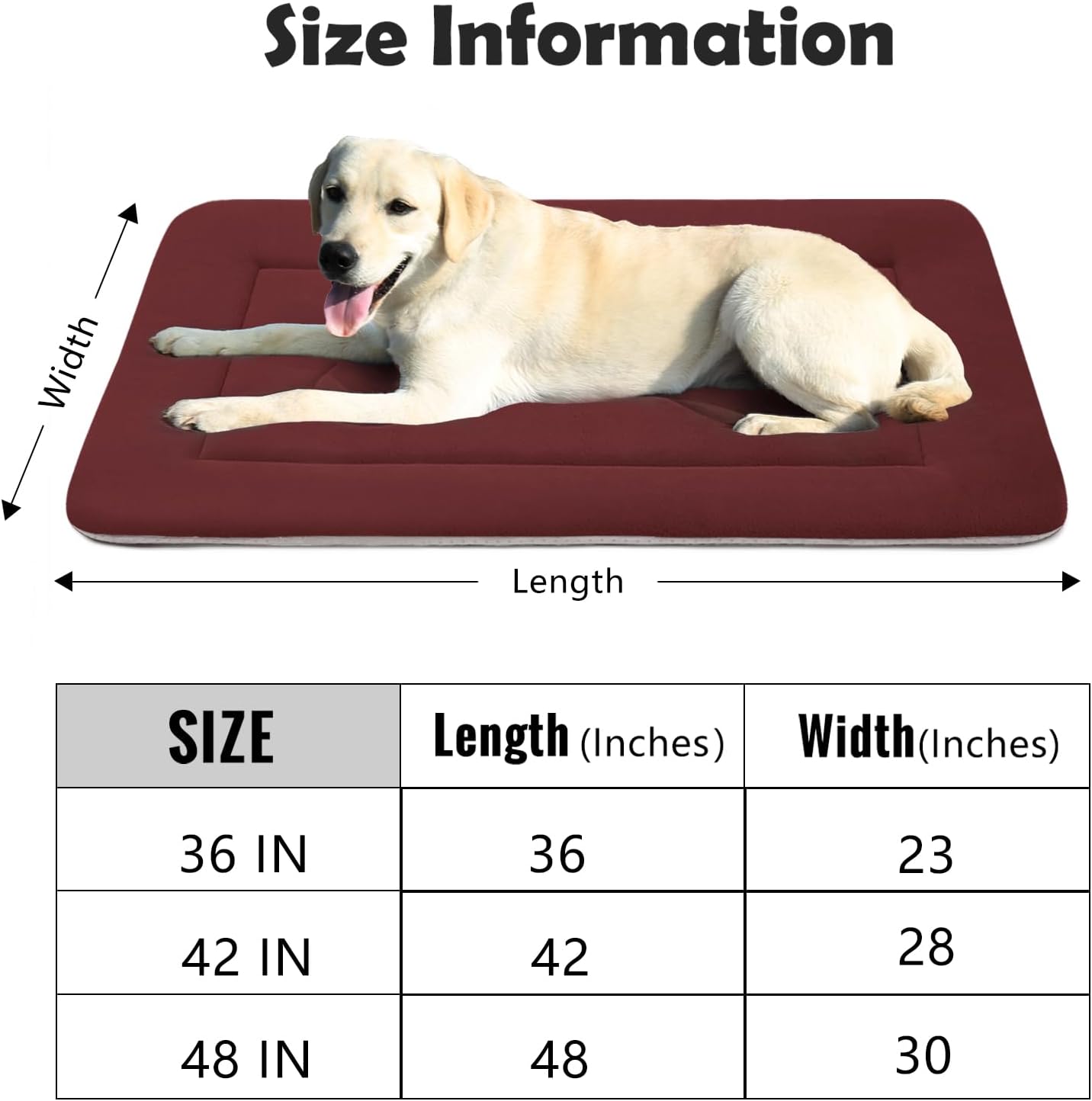 JoicyCo Dog Bed Large Crate Mat 42 in Non-Slip Washable Soft Mattress Kennel Pads
