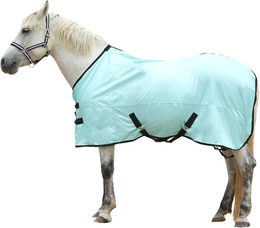 Horse Fly Sheet, Standard Neck Comfy Mesh Fly Sheet for Horses, Equine Summer Sheets UV-Protective Green 72