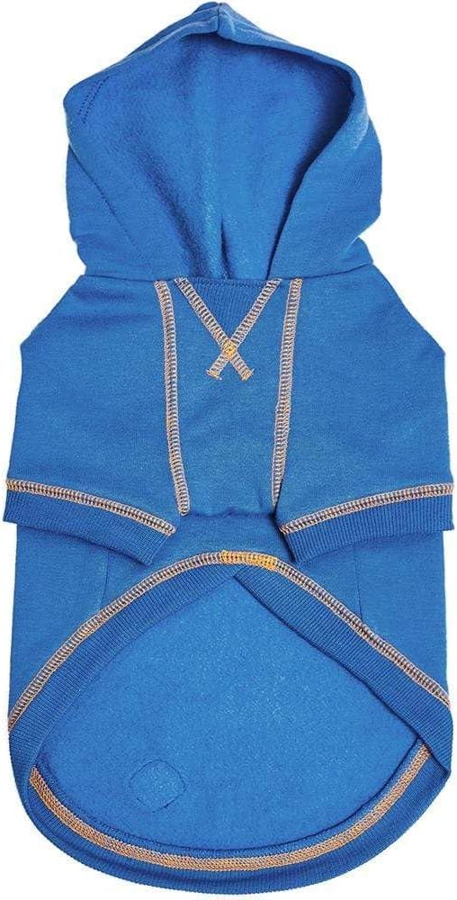 Blueberry Pet Essentials Soft & Comfy Better Basic Cotton Blend Dog Hoodie Sweatshirt in Alaskan Blue, Back Length 16", Pack of 1 Jacket for Dogs