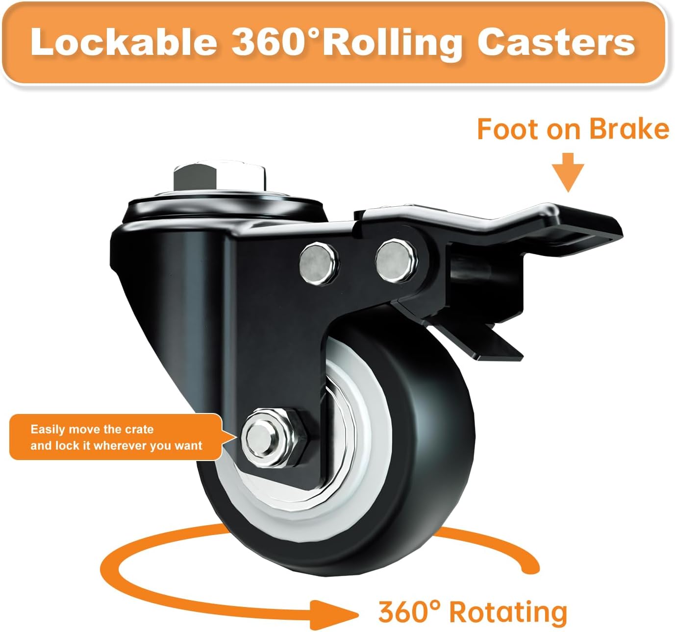 48 Inch Heavy Duty Dog Crate with Wheels,Indestructible Escape-Proof Dog Kennel with Locking Latch and Double Door,Extra Large XL XXL Crate Indoor for Large and Medium Dog with Removable Tray