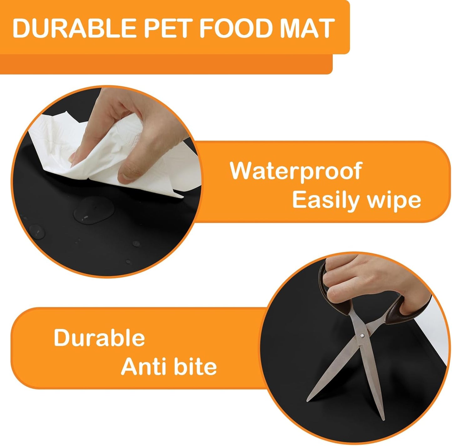 KVK Dog Water Mat 39.4×29.5in - Silicone Dog Mat for Food and Water Extra Large - Pet Food Mat for Floors Waterproof - Pet Feeding Mat Prevent Water Food Spills - Black