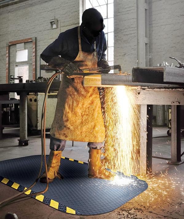 Hog Heaven 5/8 inch Black & Yellow Border 2' x 3' Nitrile Backed Anti-Fatigue Comfort Mat