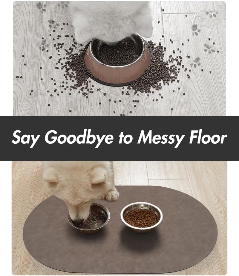 MontVoo Absorbent Dog & Cat Food & Water Bowl Mat - Quick Dry, No Stains, Easy Clean, Anti-Leakage & Anti-Slip, Pet Supplies