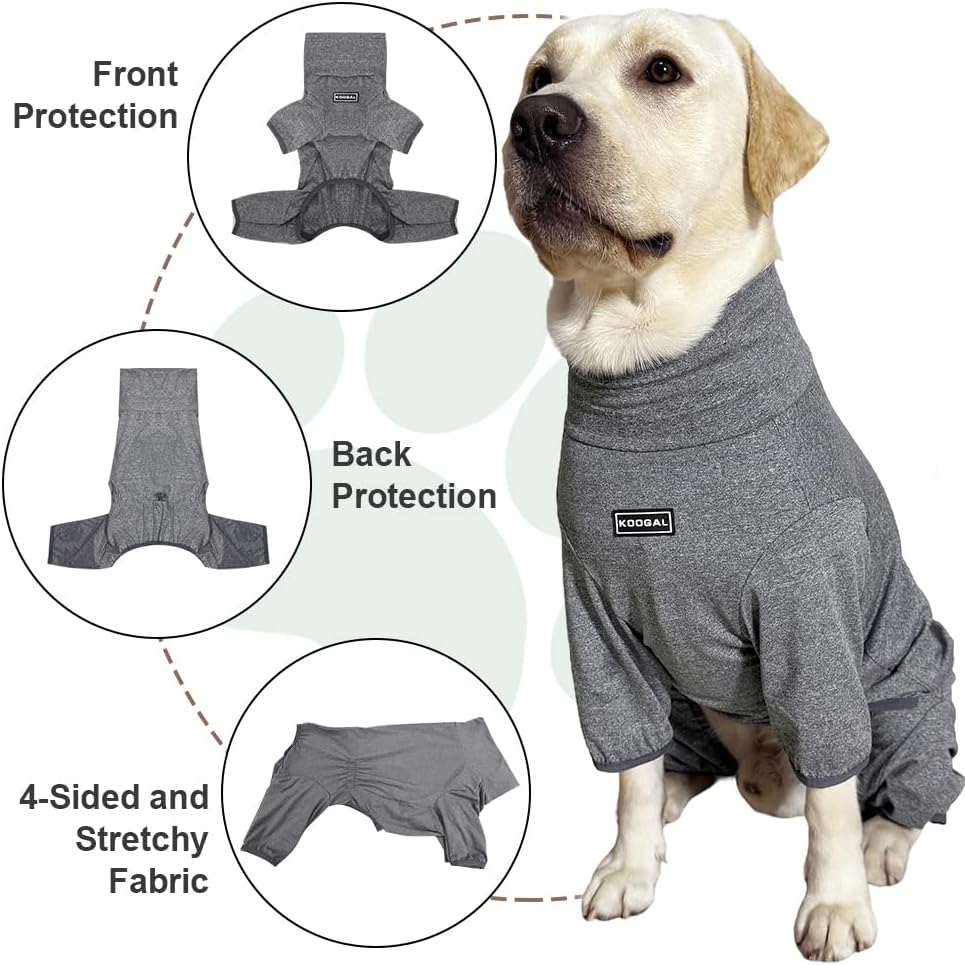 Dog Pyjamas PJS Sweater Clothes and Home Clothing Suitable for Small to Medium Breeds of Dogs, Dog Neutering Suits, Extra-Large Stretch Fabric, Four-Legged Clothes(Thin Forid Gray, L)