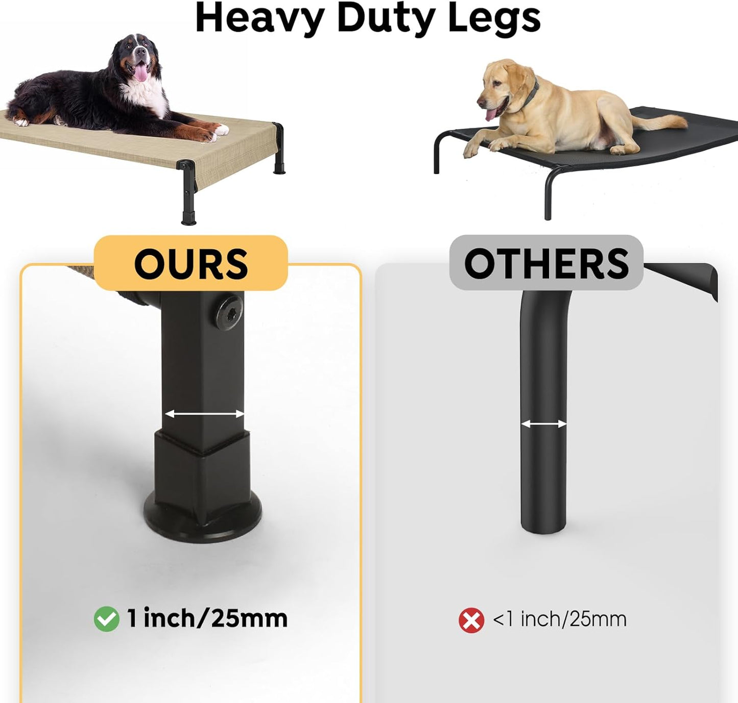 Veehoo Cooling Outdoor Dog Bed, Heavy Duty Elevated Pet Bed with Washable & Breathable Teslin Mesh, Non-Slip Silicon Feet, Dog Cot Bed with Support Hem, 47" x 29", Beige Coffee, CWC2433