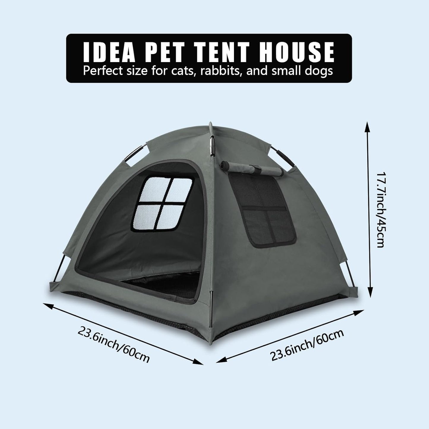 Grey Cat Tent House、Cat's Nest, Portable Indoor/Outdoor Pet Tent House for Cats, Puppies and Other Small Animals