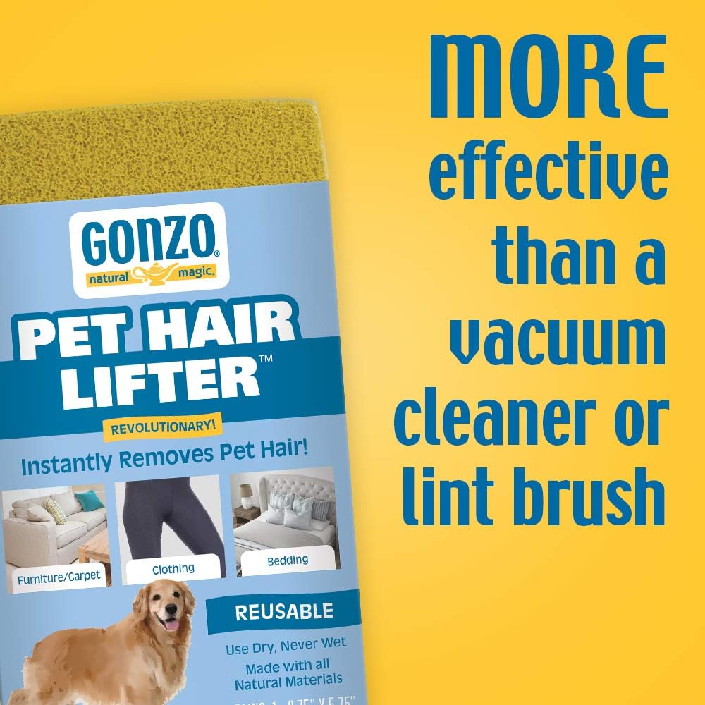 Gonzo Pet Hair Remover - 2 Pack - Lift and Remove Dog, Cat and Other Pet Hair from Furniture, Carpet, Bedding and Clothing