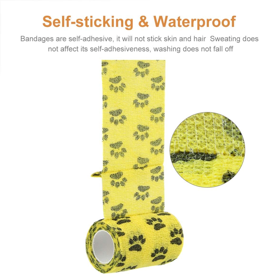 AUPCON Vet Wrap Cohesive Bandages Bulk Self Adhesive Bandage Wrap Self Adherent Wrap Non-Woven for Dogs Pet Animals & Ankle Sprains & Swelling 2 Inch x 5 Yards (3 Inch Claw)