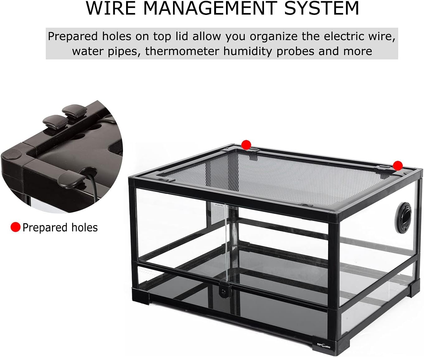 REPTI ZOO Full Glass 20 Gallon Reptile Tank, Front Opening Reptile Terrarium 24" x 18"x 12", Double Hinged Opening Doors & Top Screen Ventilation Escape Proof Lid