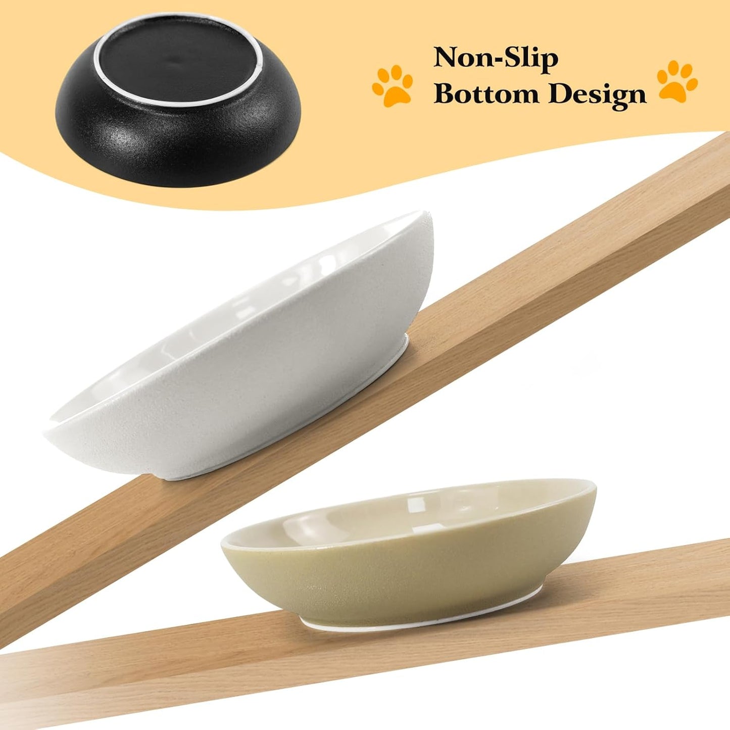 3PCS Cat Food Bowl,Ceramic Cat Dish for Indoor Cats,Wide Shallow Cat Bowls for Dry and Wet Food,Anti Whisker Fatigue Cat Plates for Kitten Cats or Dogs