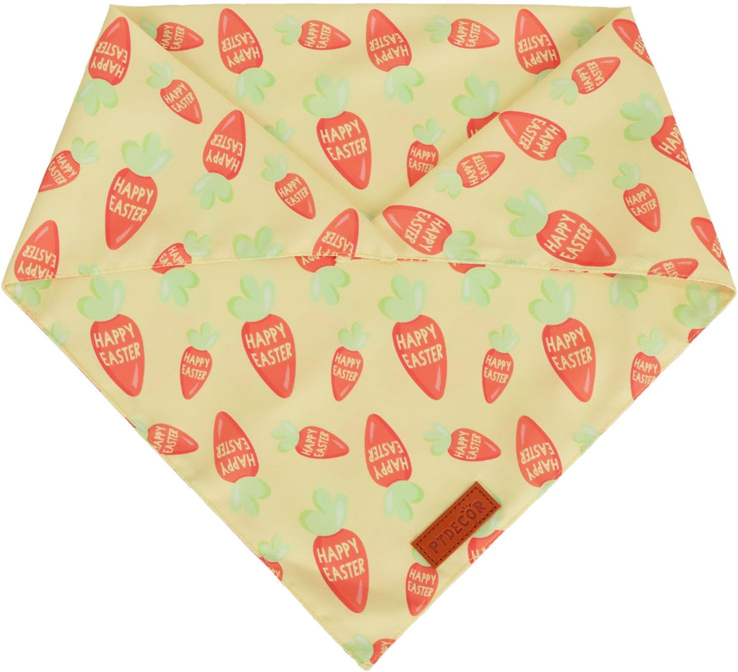 PTDECOR Easter Dog Bandana, Green and Yellow Rabbit Carrot Reversible Holiday Dog Scarf, Multi Size, Triangle Pet Easter Bandanas for Medium Large Dogs Pets (Large)