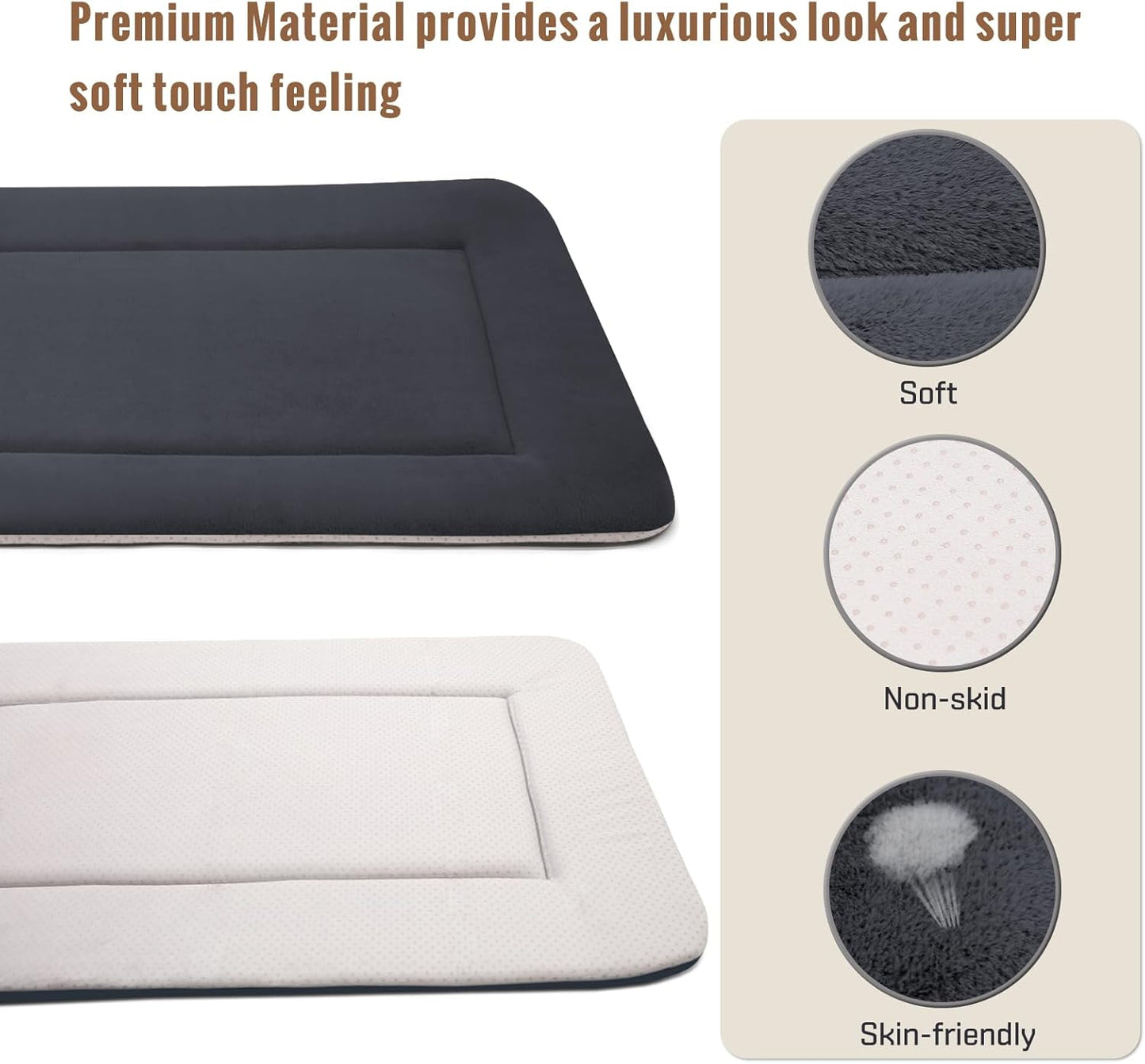 Magic Dog Bed - Soft Crate Pad Mat for Medium/Large Dogs, 36 Inch Machine Washable Kennel Pad with Non-Slip Bottom, Dark Gray