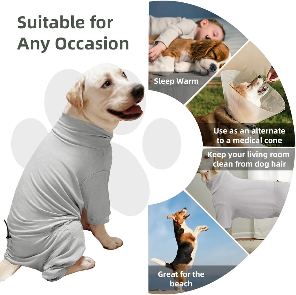 Dog Pyjamas PJS Sweater Clothes and Home Clothing Suitable for Medium to Large Breeds of Dogs, Dog Neutering Suits, Extra-Large Stretch Fabric, Four-Legged Clothes(Thin Gray, 5XL)