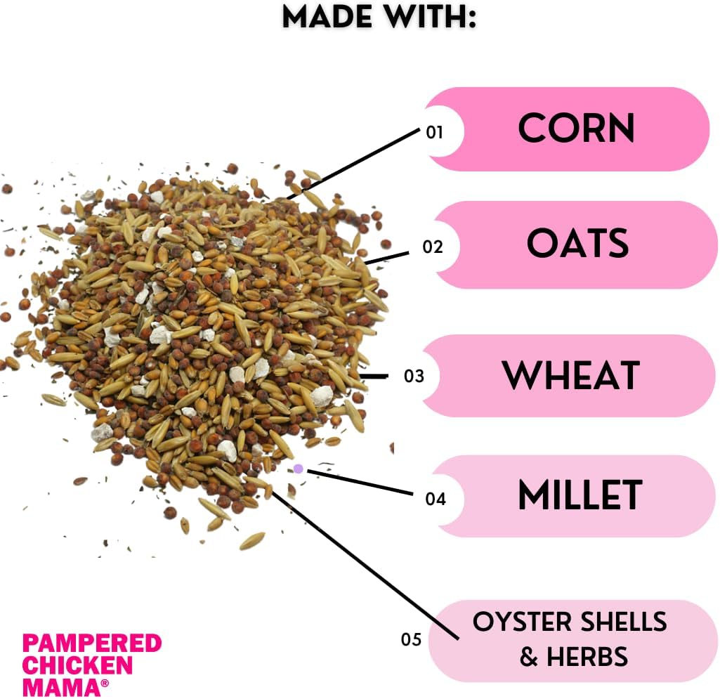 Pampered Chicken Mama Backyard Feed - Premium Scratch Treat - High Protein & Calcium All-Natural Grower Feed Supplies for Laying Chickens (2.5 Pounds)