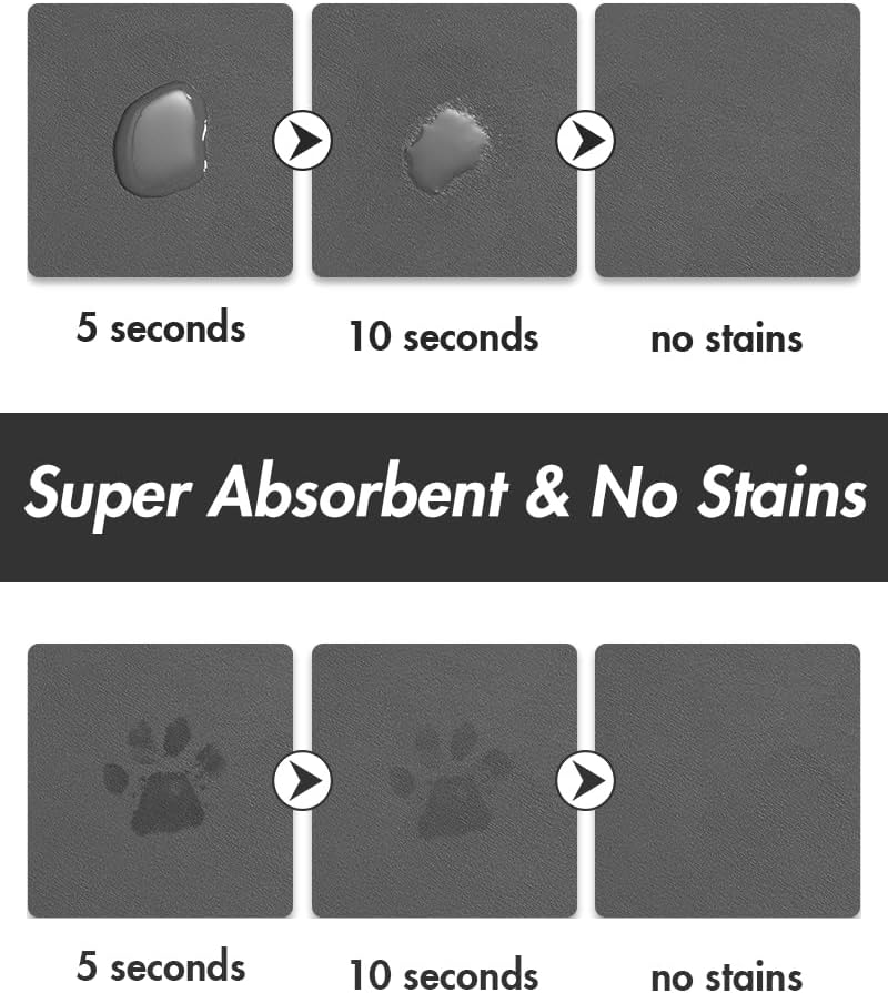 Absorbent Dog Mat for Food & Water Bowl - Quick Dry Pet Feeding Mat, No Stains, Ideal for Messy Drinkers