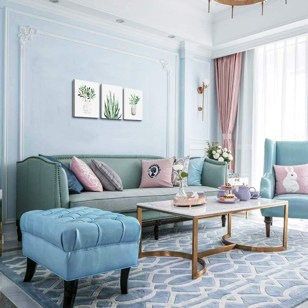 Farmhouse Wall Art Painting For Dining Room Bathroom Abstract Canvas Art Family Wall Decor For Bedroom Kitchen Wall Decoration Living Room Decor Green Leaf Pictures Artwork For Home Walls 3 Piece