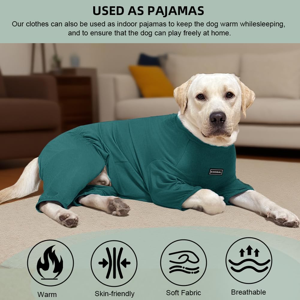 Dog Pyjamas PJS Sweater Clothes and Home Clothing Suitable for Medium to Large Breeds of Dogs, Dog Neutering Suits, Extra-Large Stretch Fabric, Four-Legged Clothes(Thin Dark Green, 2XL)