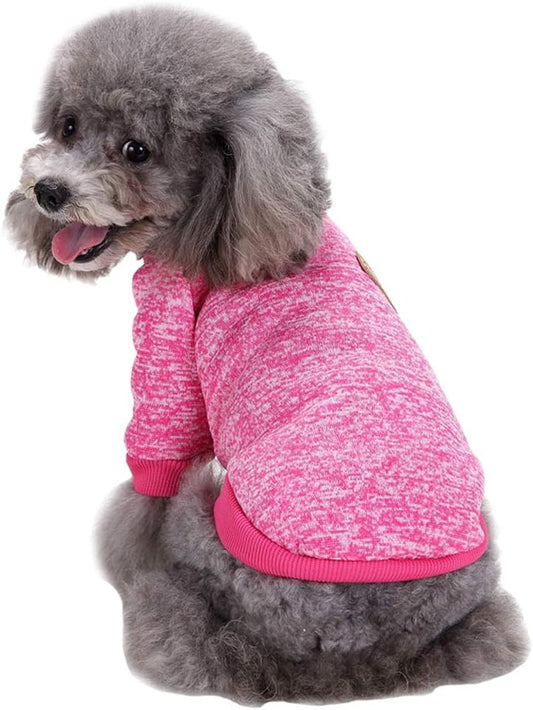 Jecikelon Dog Clothes Dogs Sweater Soft Puppies Clothing Winter Puppy Sweaters Warm Outfit for Dogs Small XXS XS Cat Apparel (Large, Rose red)