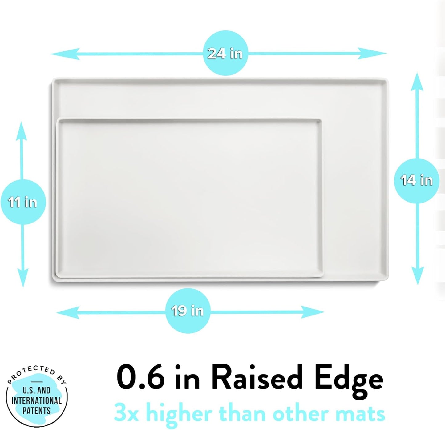 CatGuru Cat Food Mat, Small & Large Pet Feeding Mat, 100% Waterproof Cat Placemat for Food and Water, Silicone Mats for Cats Bowls, Non-Slip Mat for Pet Bowl or Fountain (Small, Marshmallow)