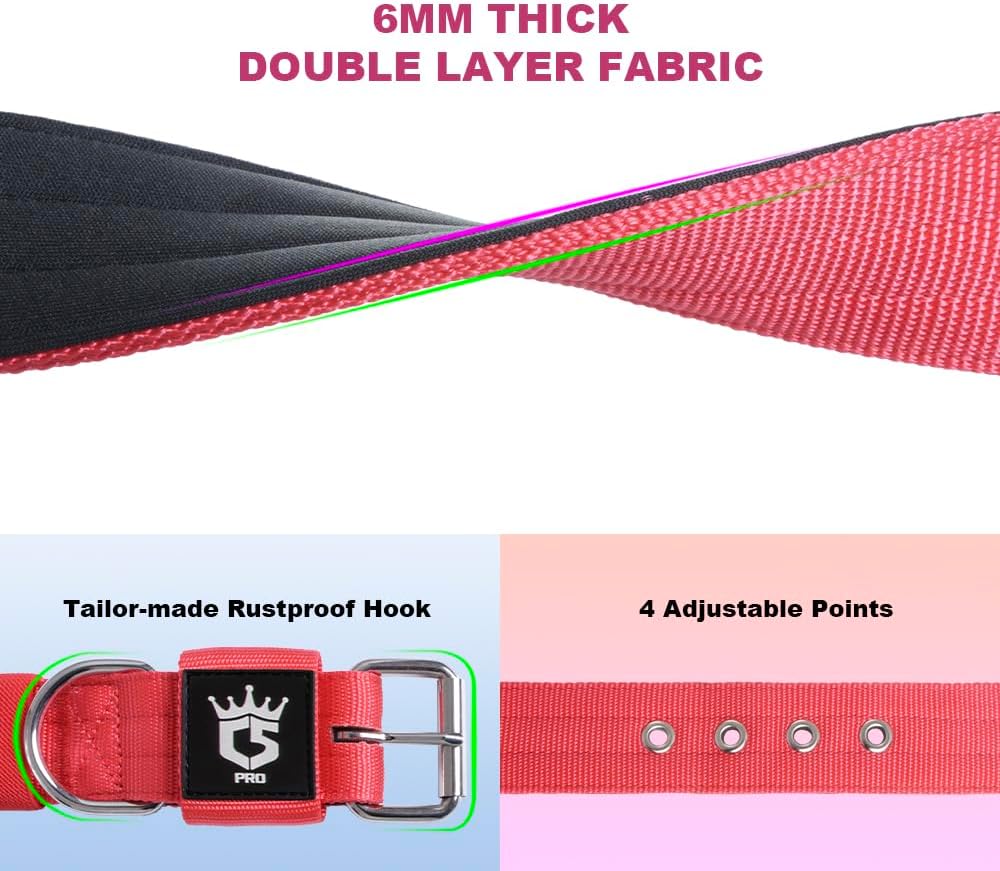 TSPRO Tactical Dog Collar 1.5 Inch Wide Thick Dog Collars with Heavy Duty Metal Buckle, Durable, Strong, Adjustable for Medium to Large Dogs (Red L)