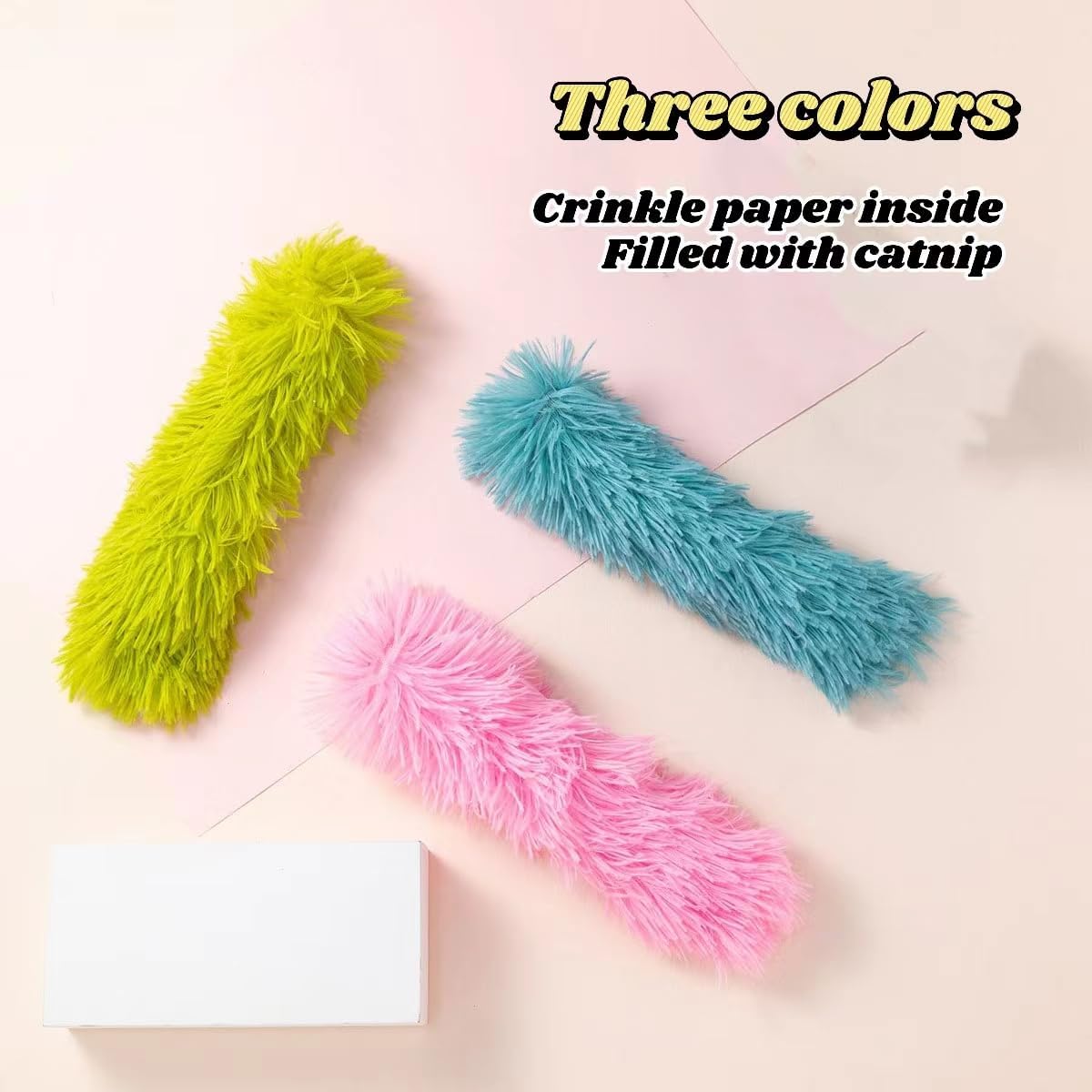 Catnip Toys with 3Pcs Cat Toys - Skin-Friendly Pillow Kicker Toy for Indoor Cats with Crinkle Paper, Catnip & Teething Soother (Pink/Green/Blue)