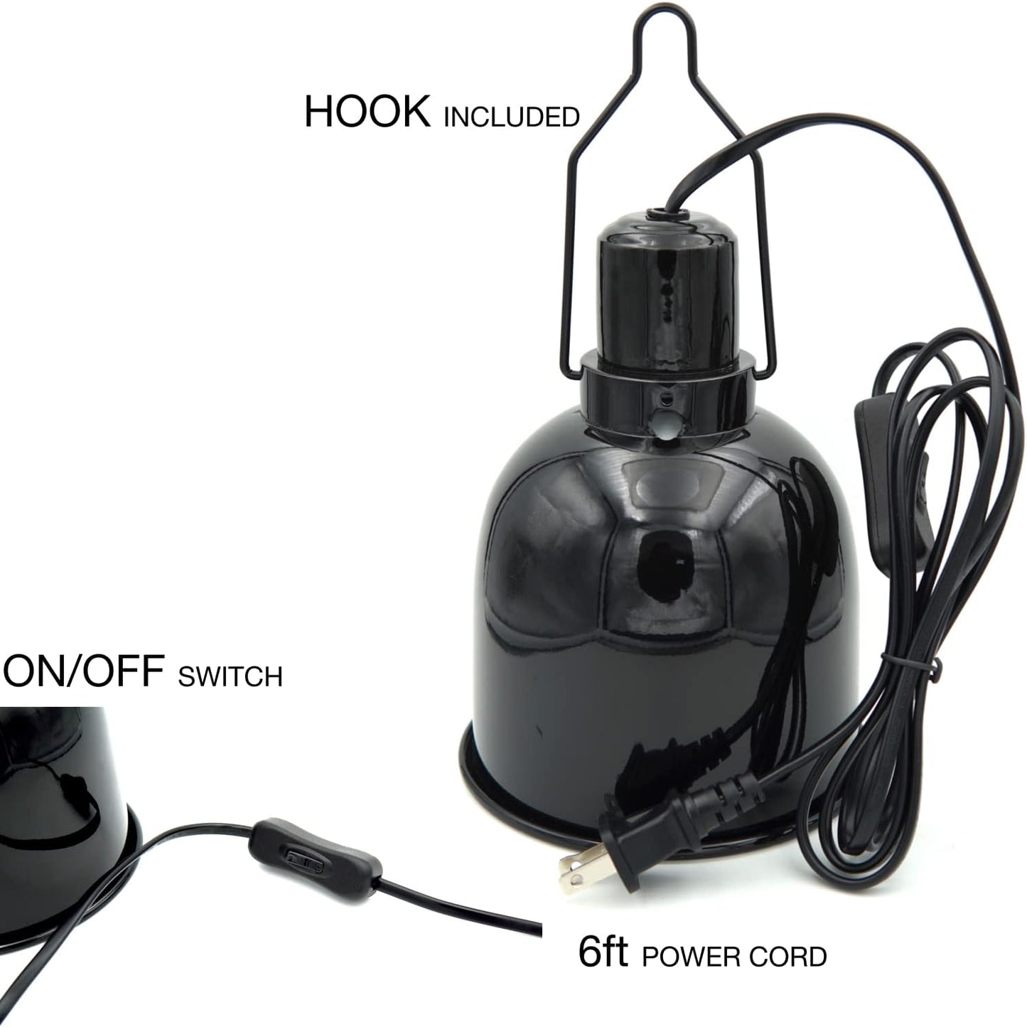 Reptile Light Fixture, 2-Pack 5.5'' Deep Dome for Reptile Light/Heat Lamp/UVB Light, Dual Heat Lamp Holder Fixtures