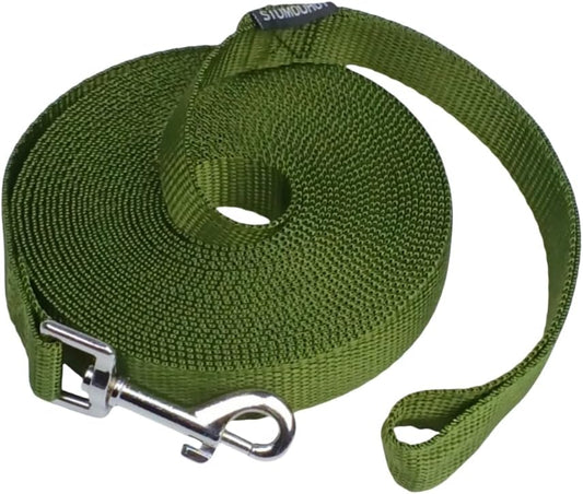 Dog/Puppy Obedience Recall Training Agility Lead - 15ft 20ft 30ft 40ft 50ft Training Leash - Great for Play, Camping, or Backyard - Military Green 50ft(Military Green, 50 Feet)