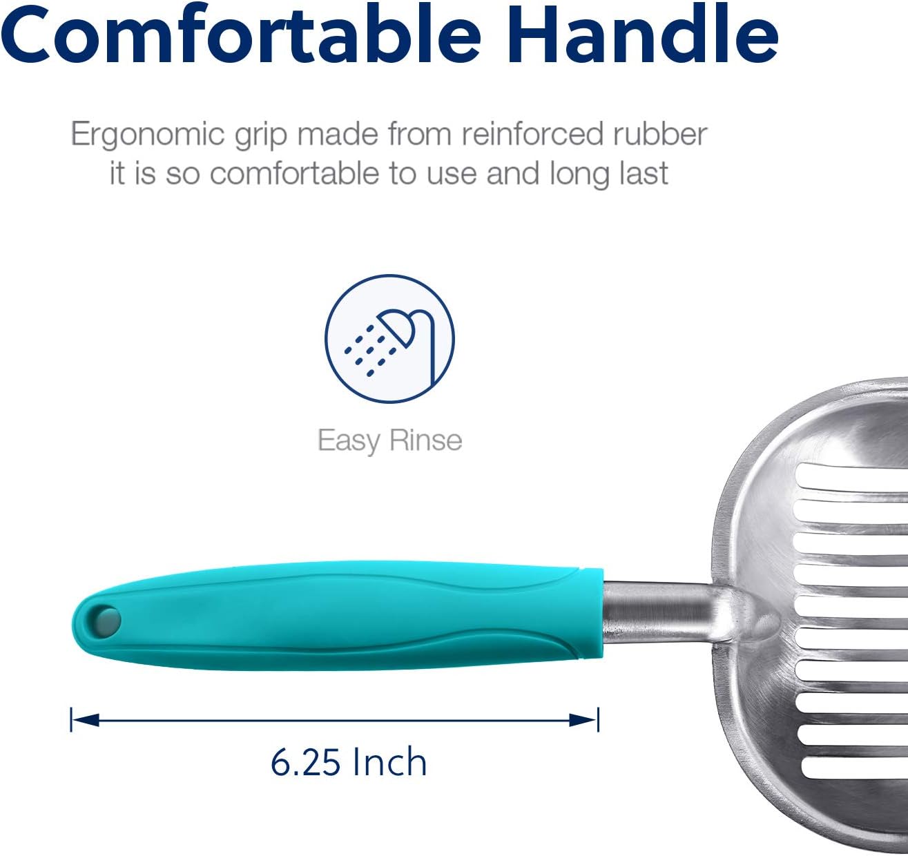 WePet Cat Litter Scoop, Aluminum Alloy Sifter, Kitty Metal Scooper, Deep Shovel, Long Handle, Poop Sifting, Kitten Pooper Lifter, Durable, Heavy Duty, for Litter Box