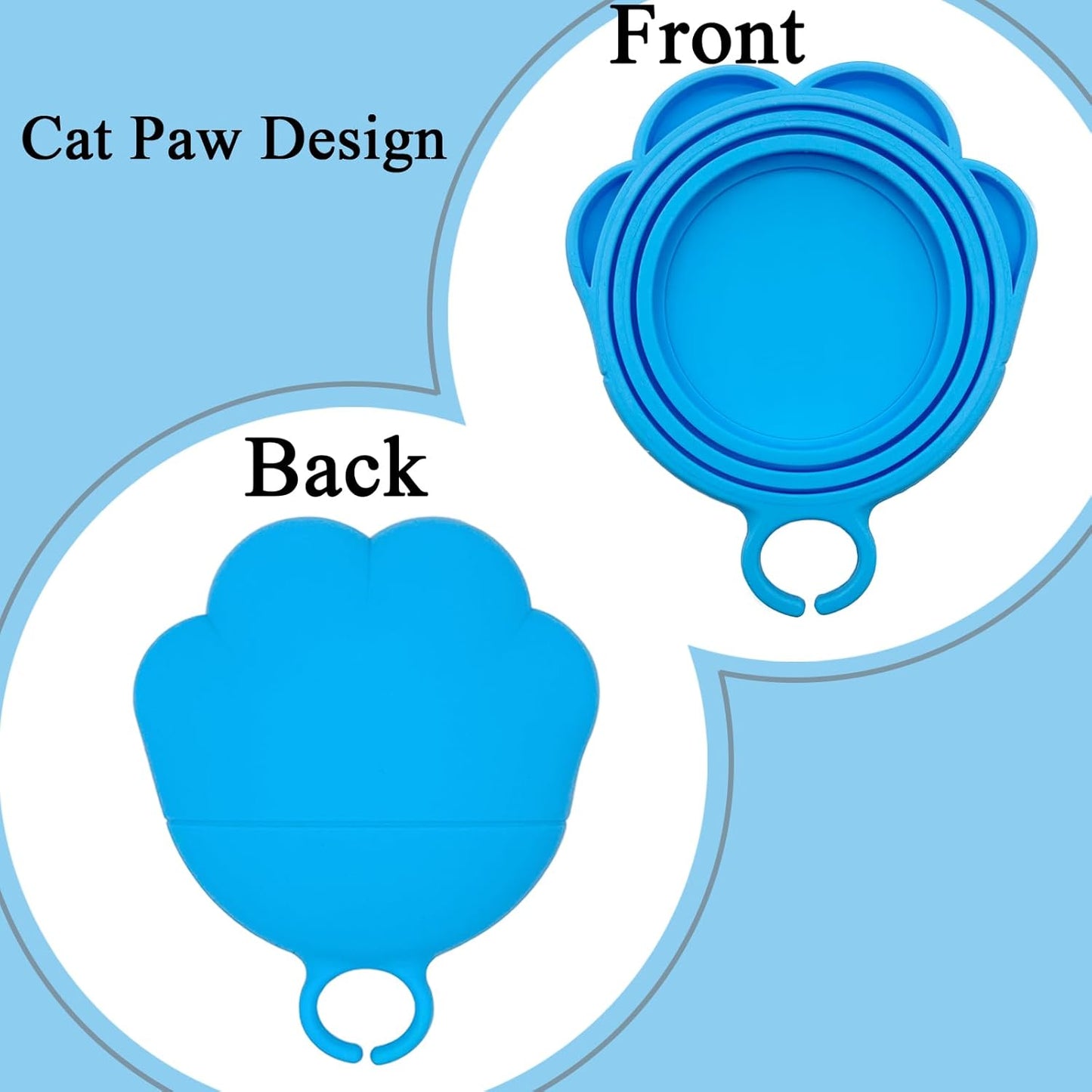 Cat Food Can Spoon & 3 Pcs Can Lids | Cute Paw Shape Can Covers & Cat Can Opener for Wet Food | Universal BPA Free Silicone for Cats and Dogs Food(Blue)