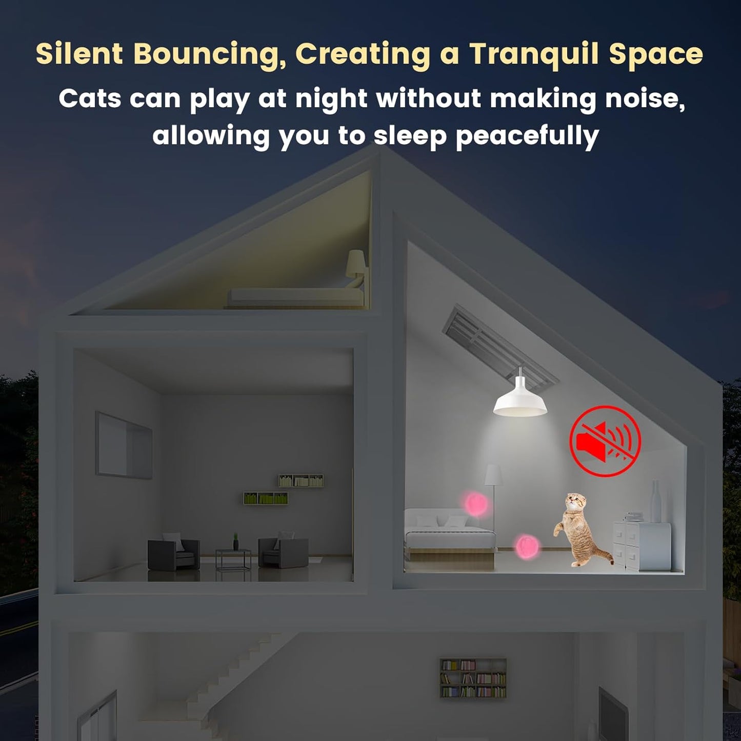 100Pcs Cat Toys Pom Pom Balls with 2 Launchers Set, Interactive Cat Toy Stuff for Indoor Both Adult & Kitten Toys