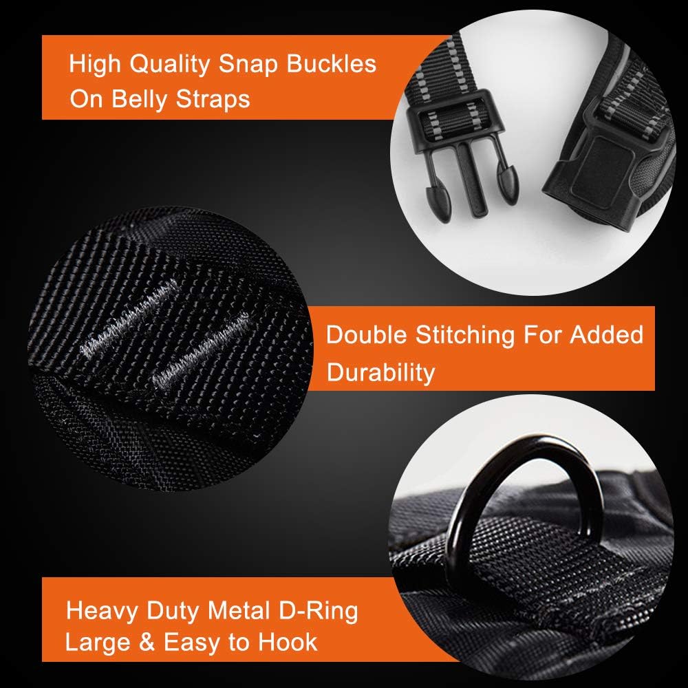 PHOEPET Reflective Dog Harness No Pull Large Breed Vest with 2 Metal Leash Attachment Hooks(L, Purple)