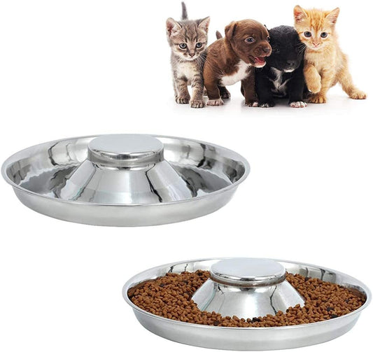 Stainless Steel Puppy Kitten Dish Whelping Weaning Dishes Feeder 11.8inch (2 Pack)