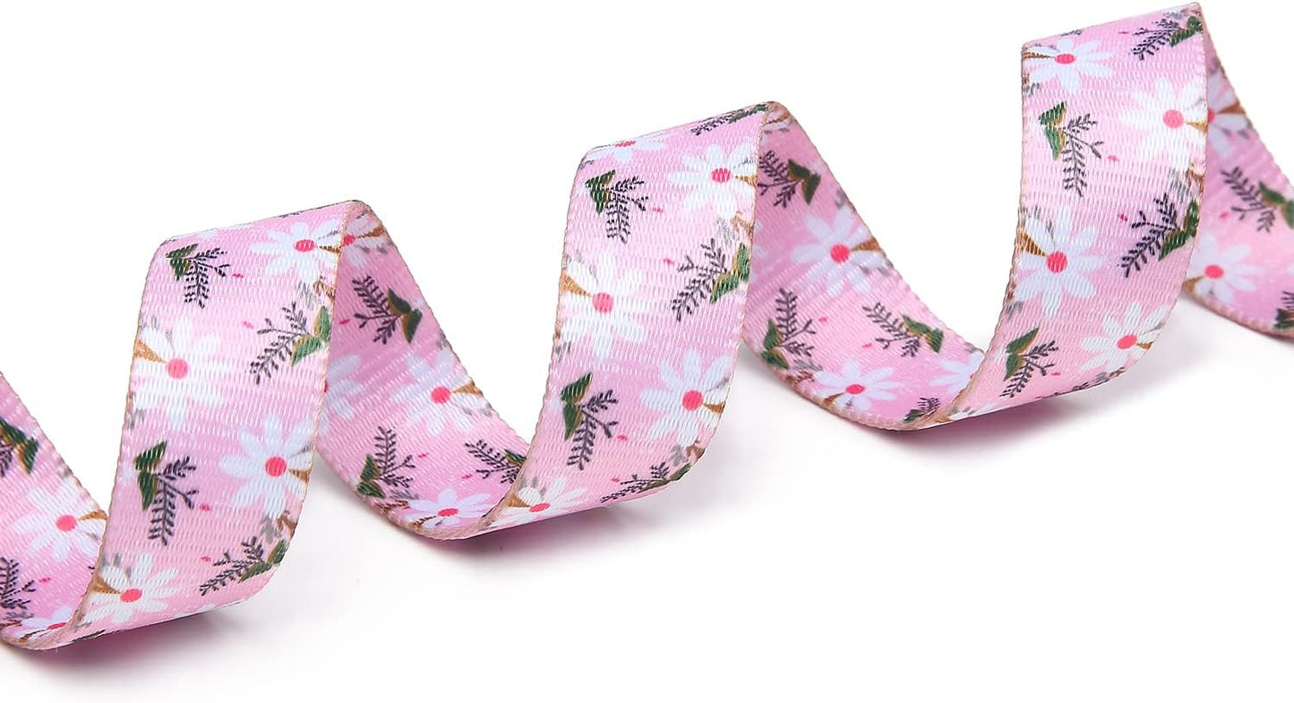 Mercano Adjustable Dog Collar - Special Design Patterns, Soft Nylon Comfortable Durable Pet Collar for Small Medium Large Dogs (L, Pink White Flower)