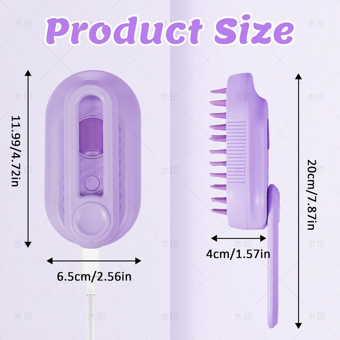 4 in 1 Cat & Dog Steam Brush Kit with 2 Comb Heads - Rechargeable Grooming Brush for Long/Short Hair Shedding, Anti-Static Steam Spray & Foldable Handle, Pet Spa Cleaning Tool (Purple)