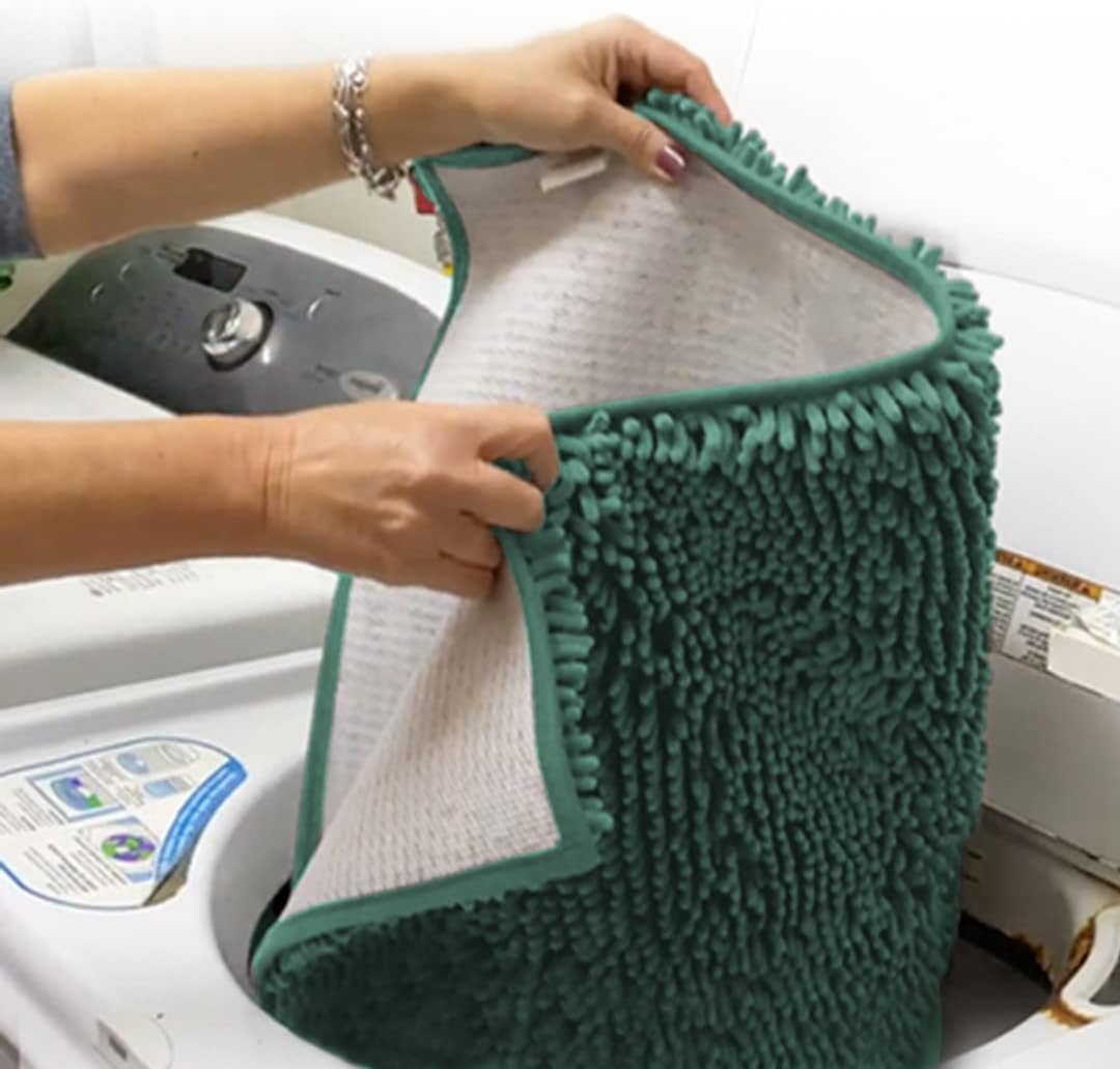 Muddy Mat® Shown on TV–Super Absorbent Microfiber Dog Door Mat for Muddy Paws, Non-Slip Washable Pet Rug, Quick Dry Chenille Entryway Carpet, Machine Washable Indoor Outdoor mat–Seafoam Green 30"x19"