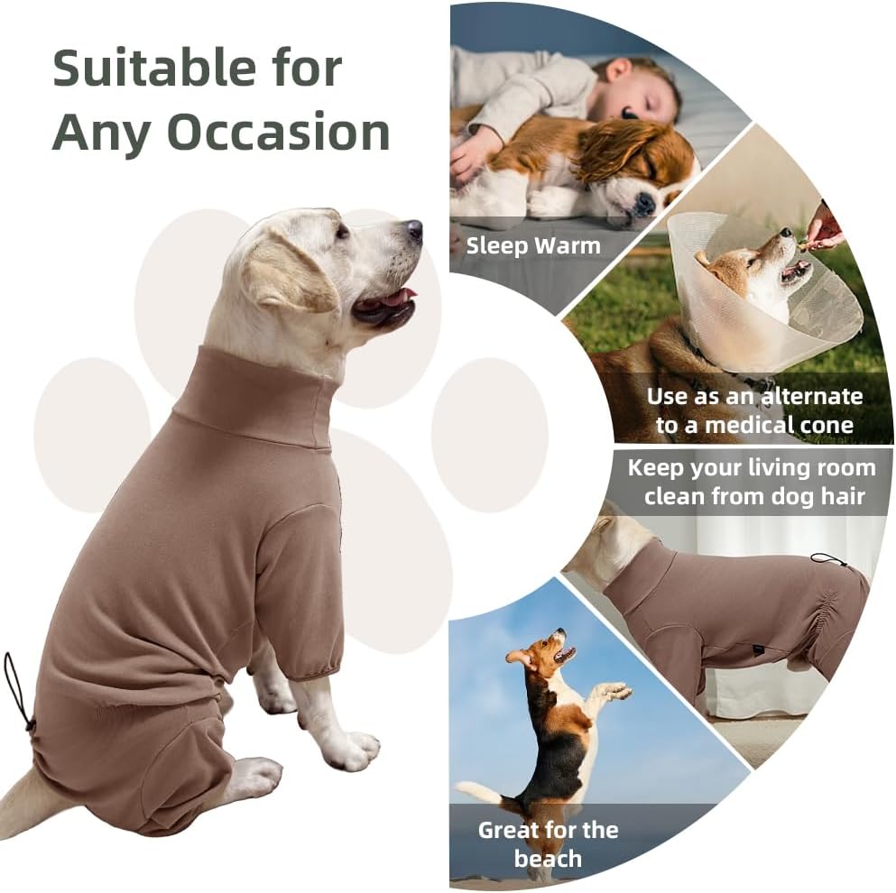 Dog Pyjamas PJS Sweater Clothing and Home Clothing Suitable for Medium to Large Breeds of Dogs, Dog Neutering Suits, Extra-Large Stretch Fabric, Four-Legged Clothe (Thickened Coffee, 5XL)