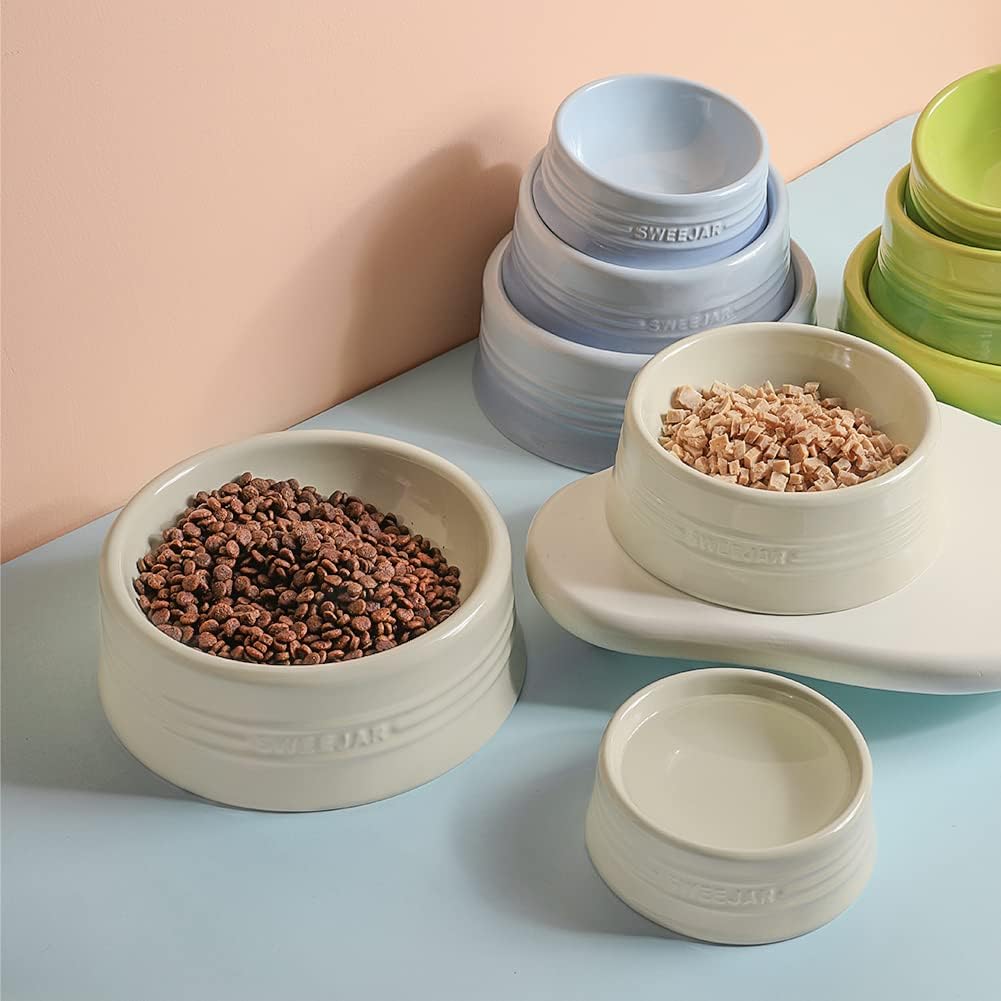 Sweejar Gradient Dog Bowl, Ceramic Dog Food Dish for Large Dogs and Large Cat, Porcelain Pet Bowl for Food and Water 32 oz (Beige)