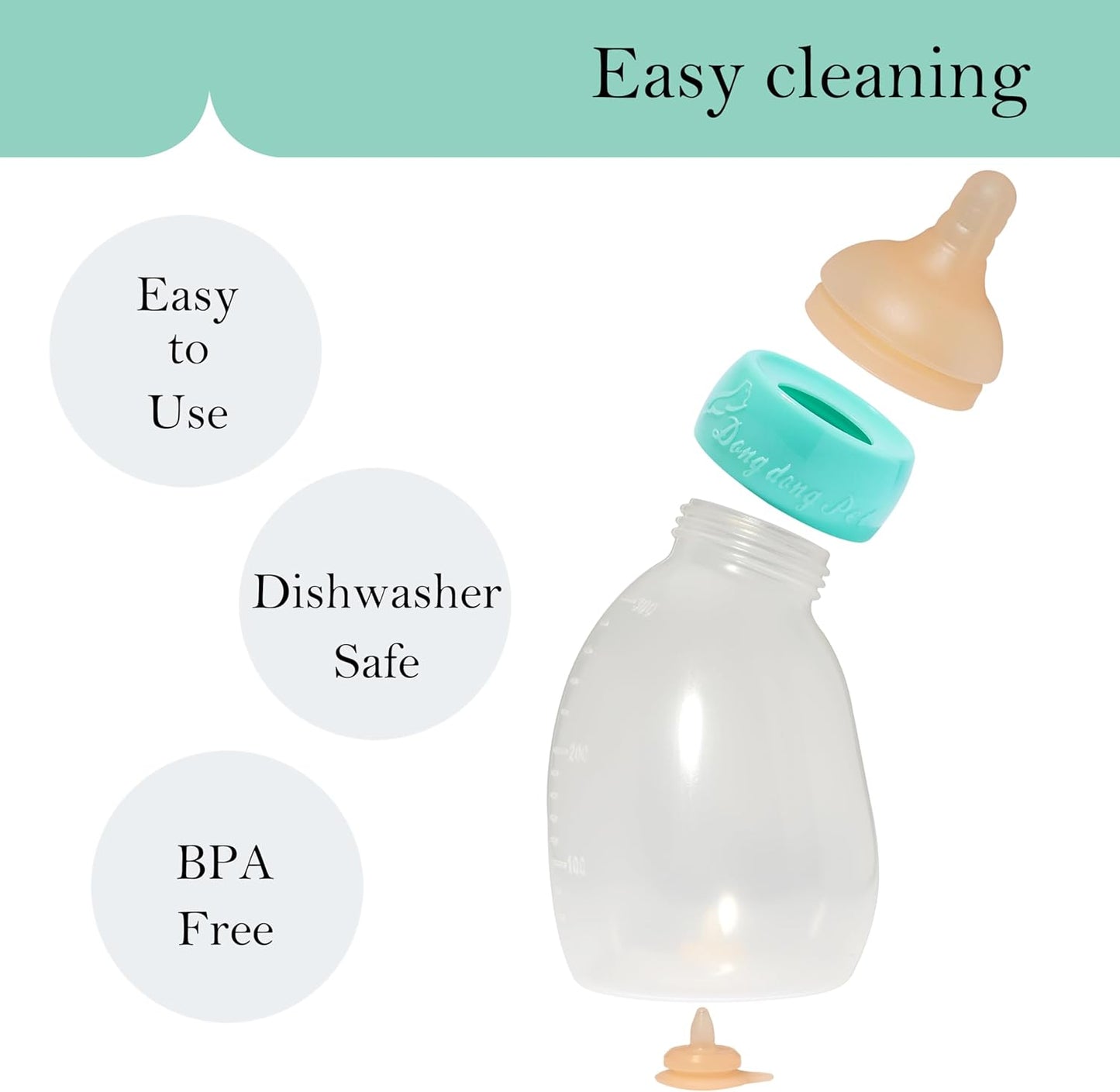 Pet Feeder Bottle, Silicone Feeding Nipple and Syringes for All Breed of Puppies and Other Animals Dongdong pet