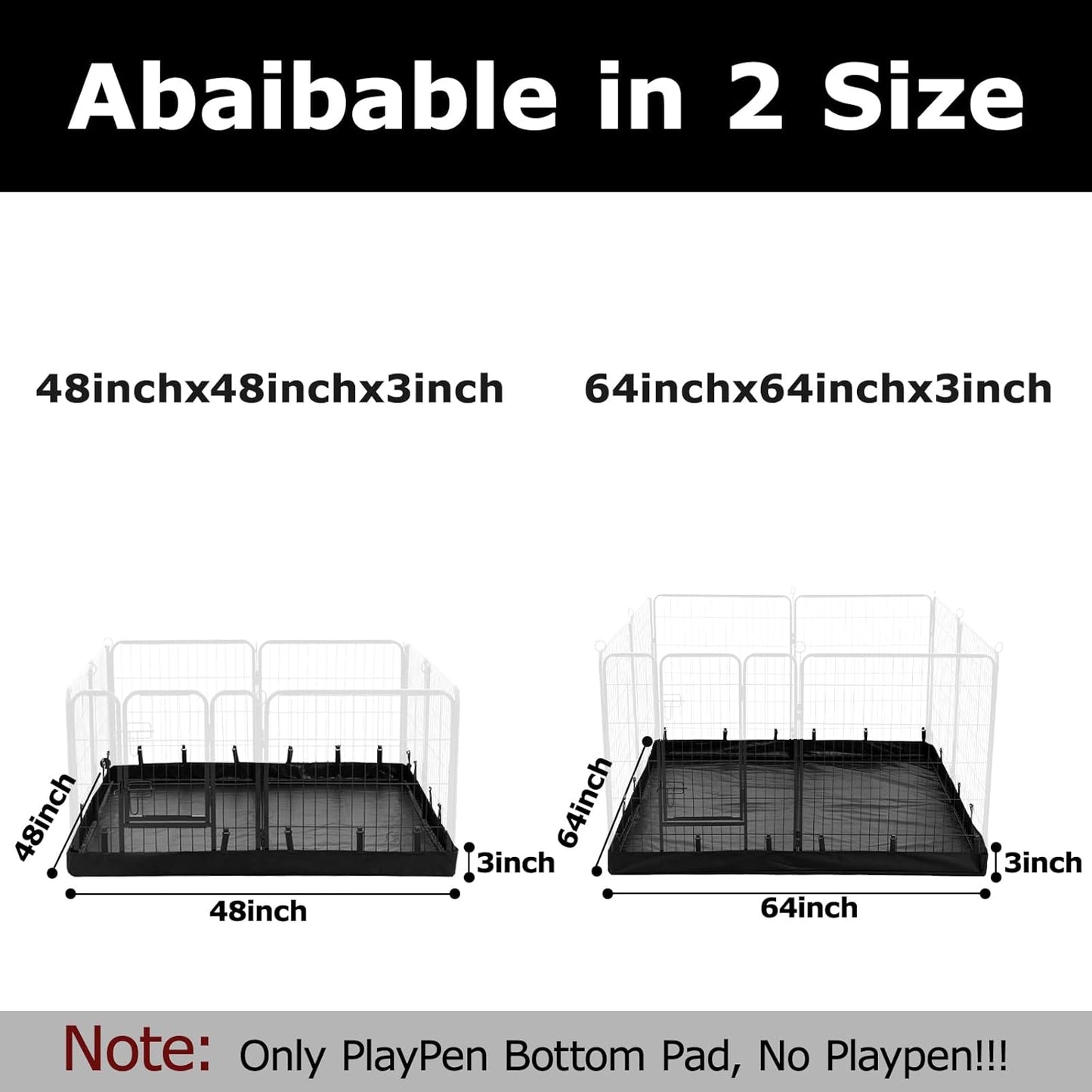 PJYuCien Rectangle Dog Playpen Bottom Pad - Fits 8 Panels 32" Width Metal Dog Pen -64"x64" Size 600D Oxford Cloth Waterproof Playpen Bottom Pad (Note: No Playpen)