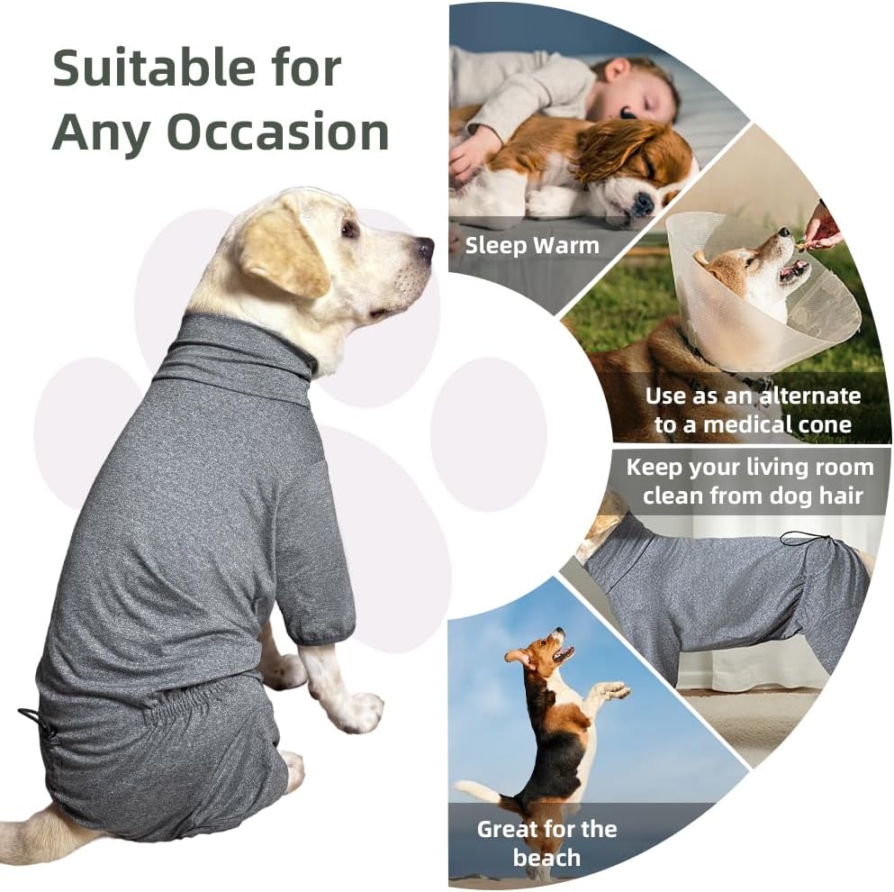 Dog Pyjamas PJS Sweater Clothes and Home Clothing Suitable for Medium to Large Breeds of Dogs, Dog Neutering Suits, Extra-Large Stretch Fabric, Four-Legged Clothes(Thin Forid Gray, 2XL)