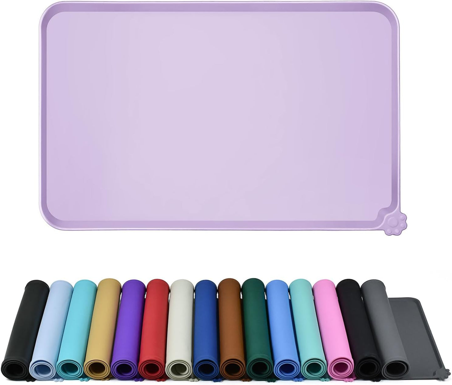 Waterproof Pet Feeding Mat with High Raised Edges, Heavier and Thicker Placemats for Cat Dog Water Bowl with BPA Free, Dogs Cats Food Mats for Messy Drinkers to Prevent Spill and Protect Floors