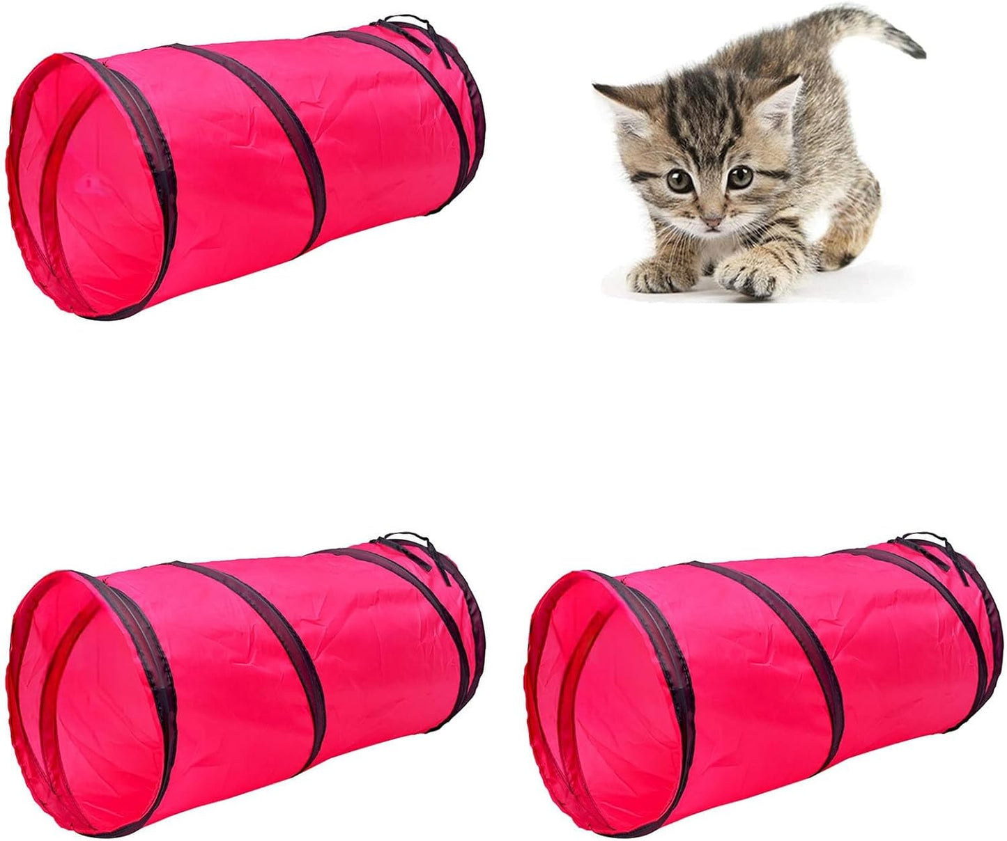 iCAGY Foldable Spiral Cat Tunnel - Indoor Toy for Small Cats, Kittens, and Rabbits - Tube for Interactive Play and Outdoor Fun - Pet Activity Toy 20" 3 Pcs