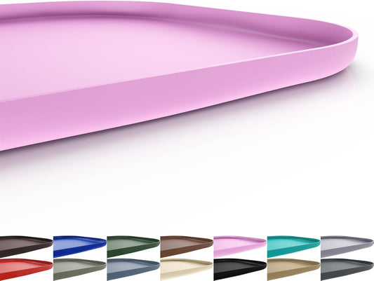 Silicone Pet Feeding Mat with Raised Edge for Food and Water, Dog Bowl Mats, Cat Bowls Placemat with High Lip for Floor Waterproof, Rubber Tray for Cats and Dogs 24 x 16 x0.8 Pink