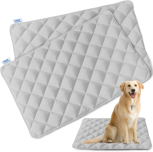 Magik & Kover Dog Crate Pad 2 Pack, Soft Dog Crate Mat with Anti-Slip Bottom, Machine Washable Kennel Pad, Fits 24 Inch, Grey