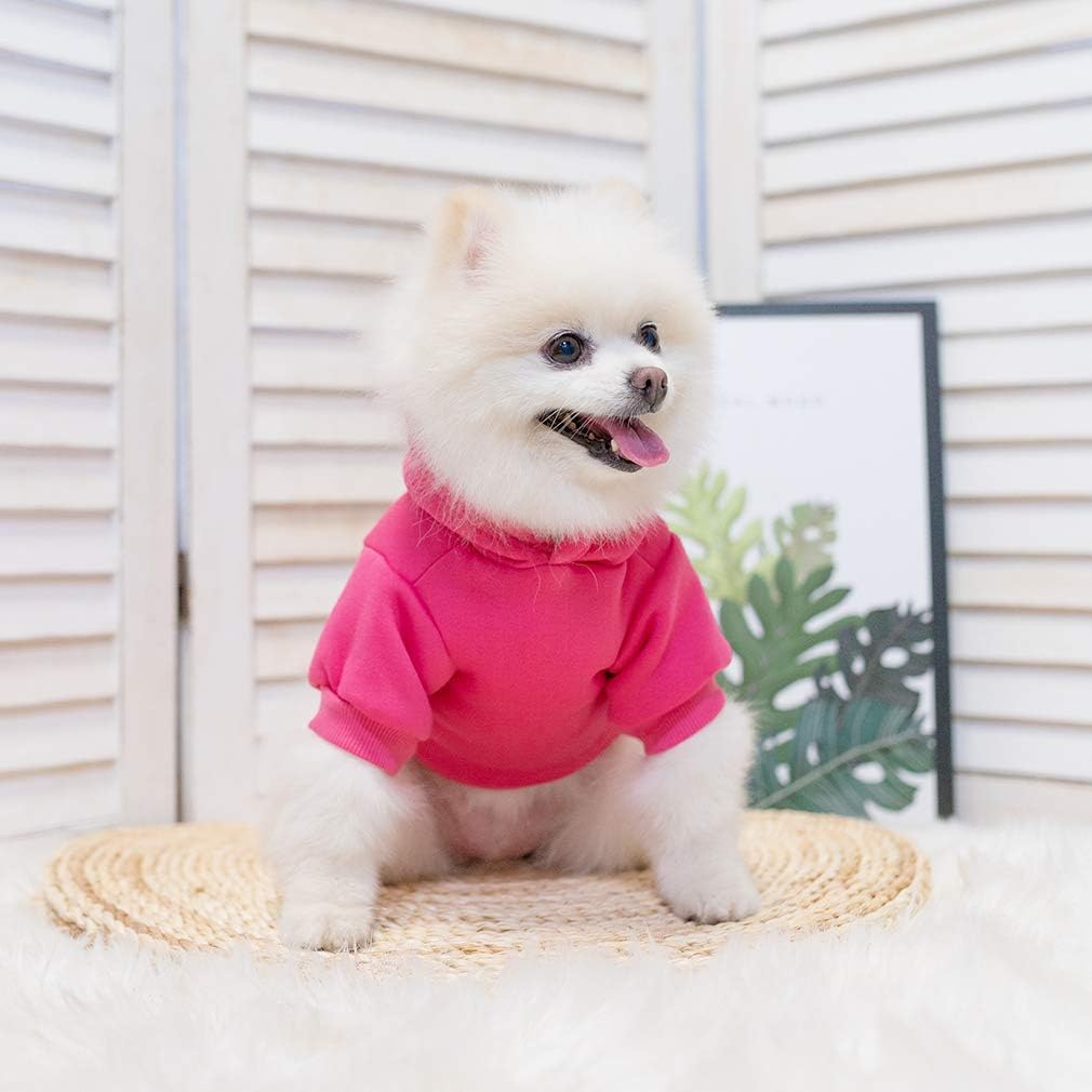 KOOLTAIL Basic Dog Hoodie - Soft & Warm Dog Hoodie Sweater with Leash Hole and Pocket, Dog Winter Coat, Cold Weather Clothes Sweatshirt for Small Medium Large Dogs Puppy Cat Boys Girls Deep Pink S
