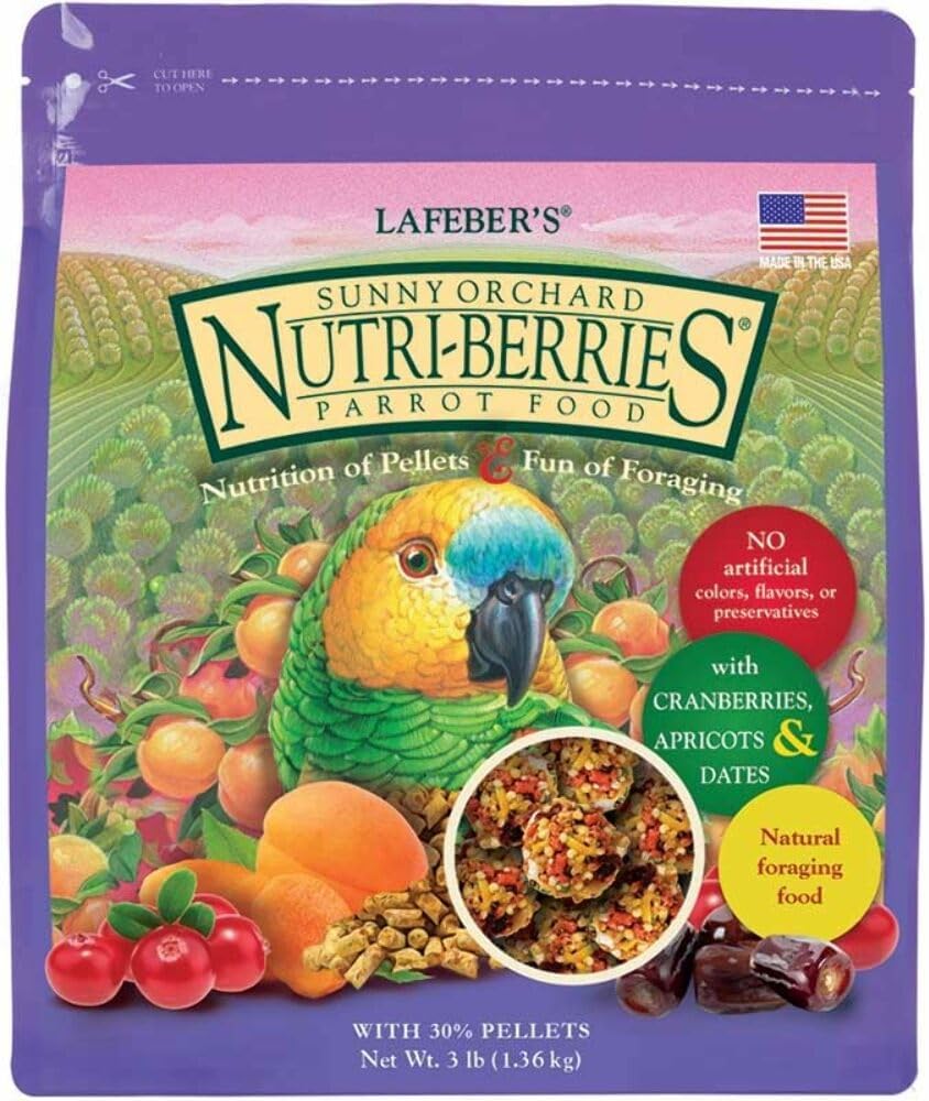 LAFEBER'S Sunny Orchard Nutri-Berries Pet Bird Food, Made with Non-GMO and Human-Grade Ingredients, for Parrots, 3 lb