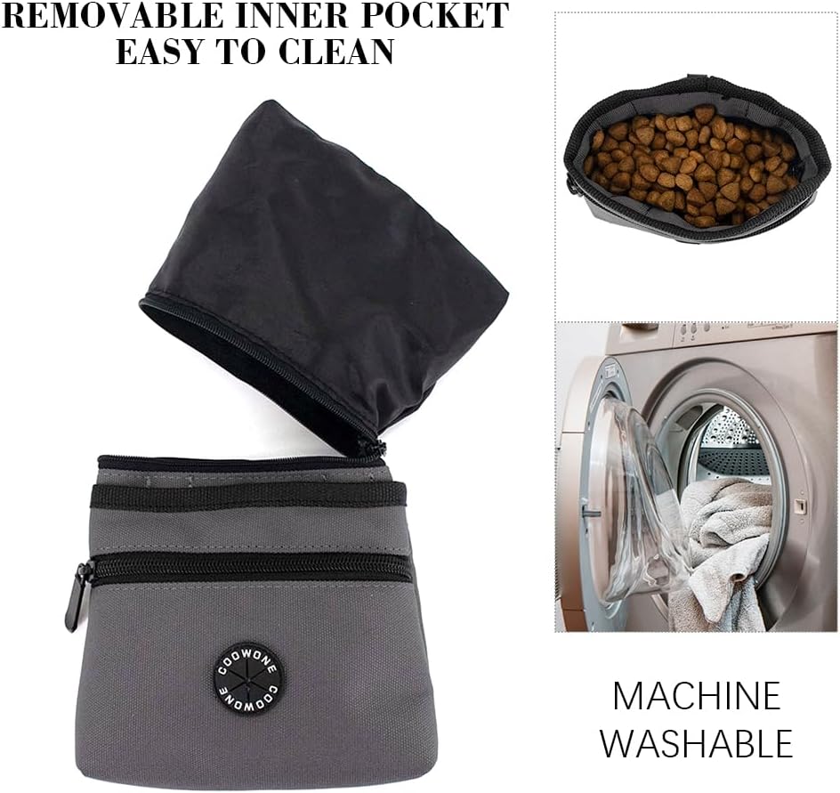COOWONE Dog Treat Pouch with Pet Training Clicker, Detachable Dog Puppy Training Treat Bag, 900D Oxford Cloth Magnetic Closure Small Dog Poop Bag Holder for Travel or Outdoor Use