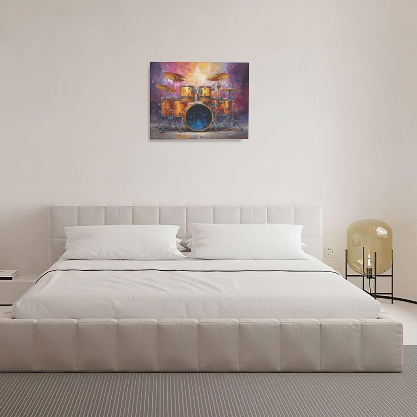 Music Wall Art Graffiti Musical Instruments Canvas Wall Decor Drum Pictures Painting Print Artwork Framed Decorations Gifts for Drummers Music Lover Studio Bar Musician Home Bedroom Living Room 16"x20"