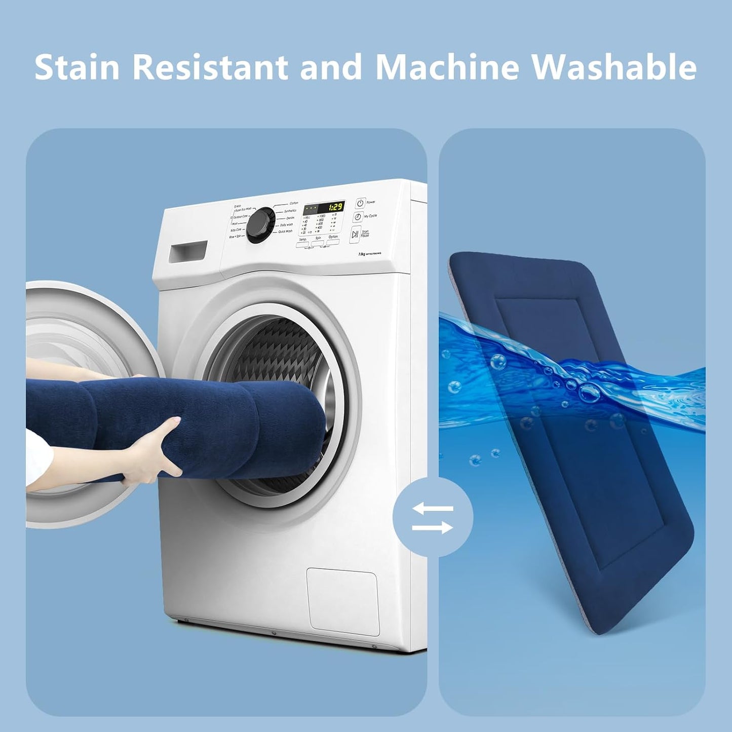 Magic Dog Bed - Soft Crate Pad Mat for Medium/Large Dogs, 36 Inch Machine Washable Kennel Pad with Non-Slip Bottom, Dark Blue