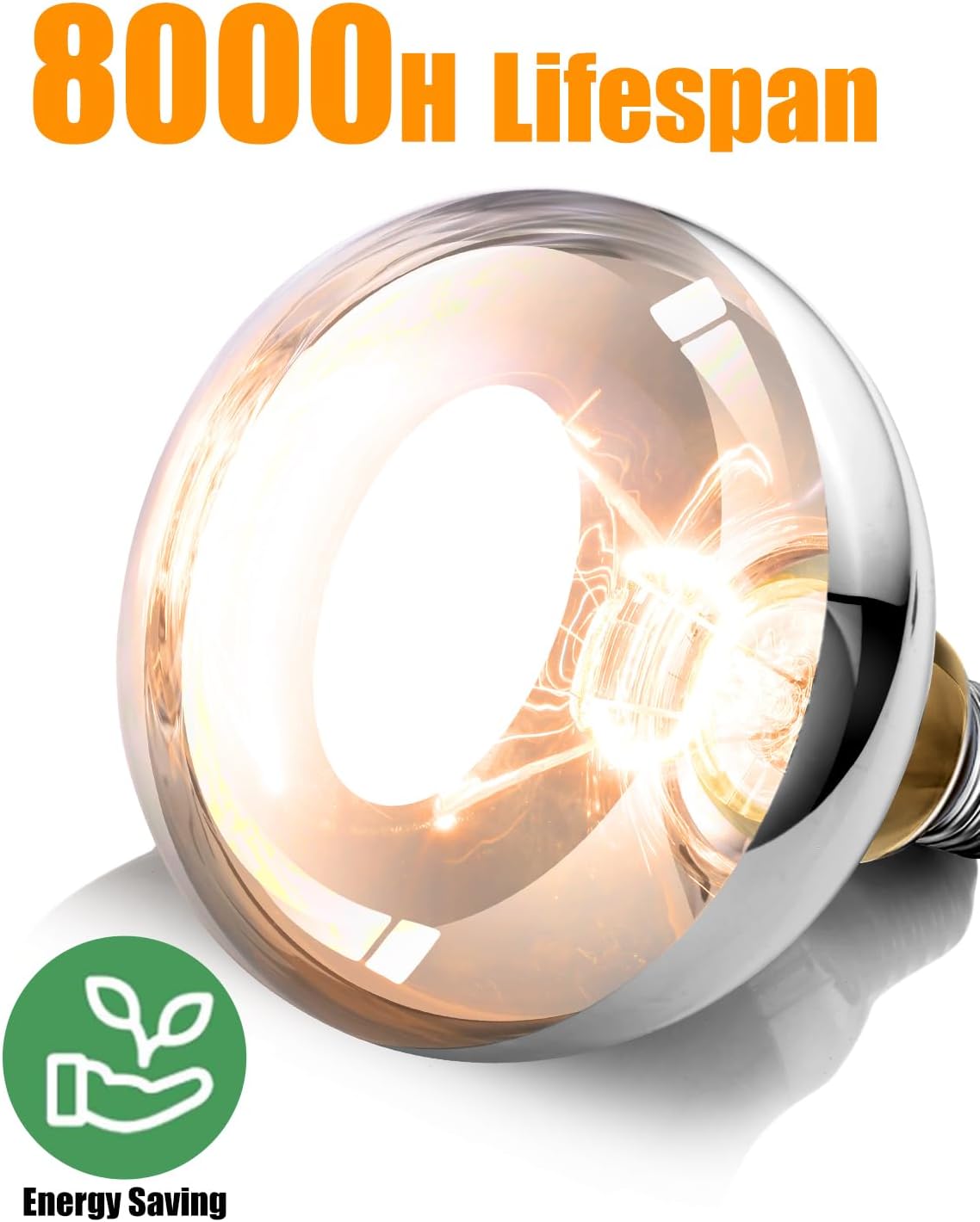 250W Heat Lamp Bulbs, 8000 Hours Rated, R40 Bathroom Shower Incandescent Light Bulb, Infrared Heating for Chickens, Reptiles, Pets, Food, E26 Base, 6 Pack